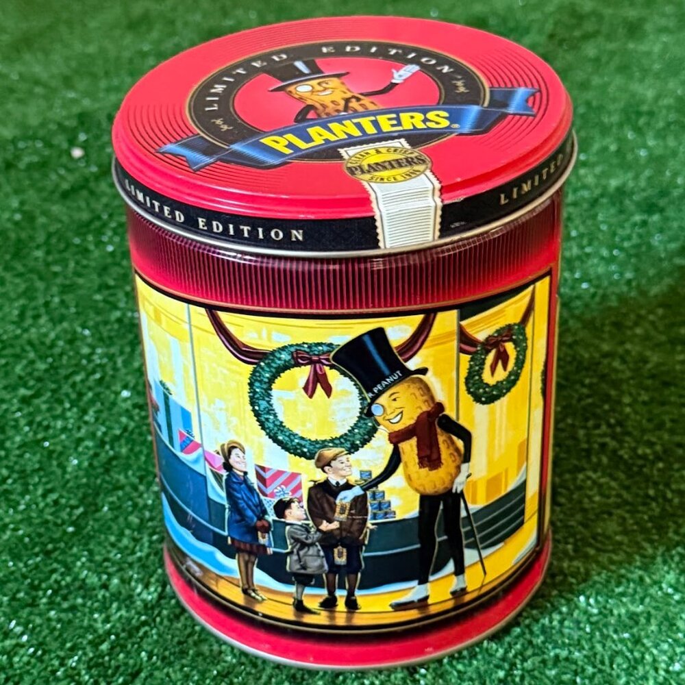 Planters Limited Edition Christmas 1998 Vintage Rare Tin Can Storage with Lid